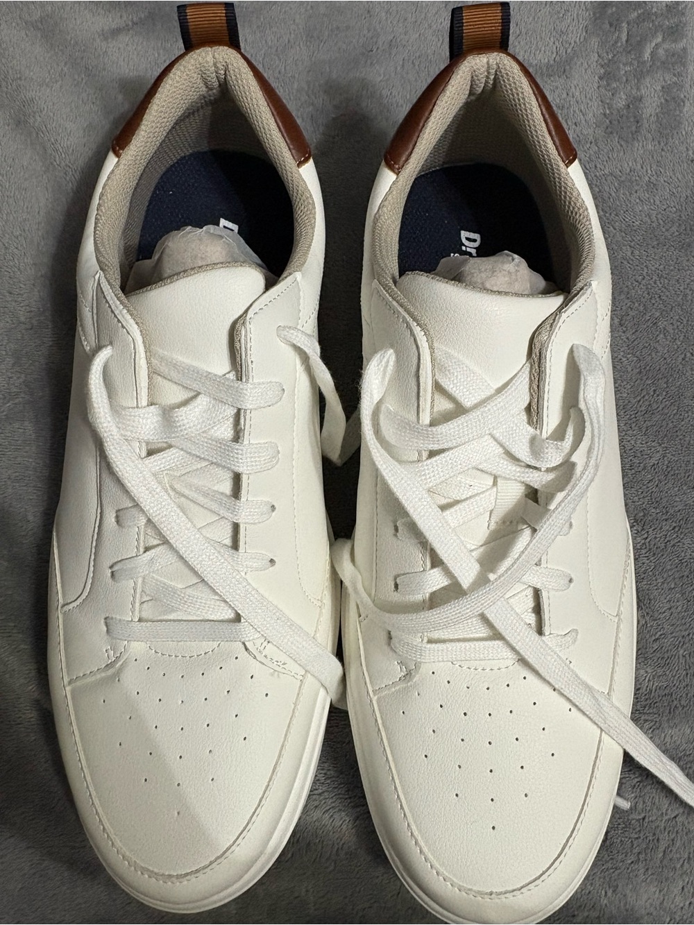 Dr. Scholl's White Sneakers with Brown Heel Accent